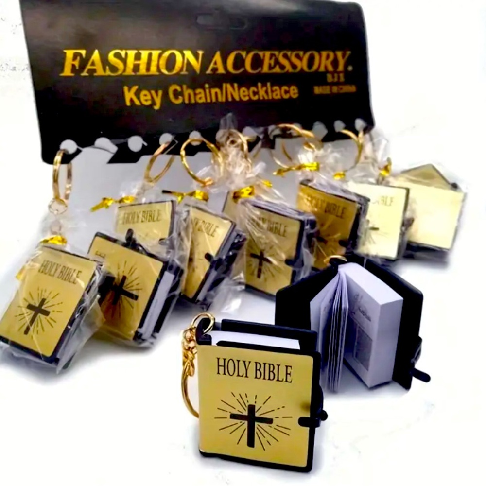 9 PCs Golden color mini real  Holy Bible book keychain for Christmas 🎄 gift 🎁